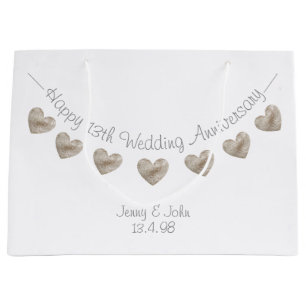 Happy Wedding 13. Jubiläum Spitzen-Herzenslammer Große Geschenktüte