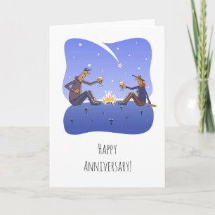 Happy Wedding Anniversary Campfire Couple Card Karte