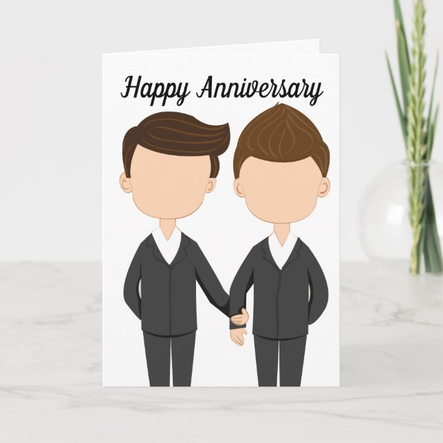 Happy Wedding Anniversary Gay Men Couple Karte (Vorderseite)