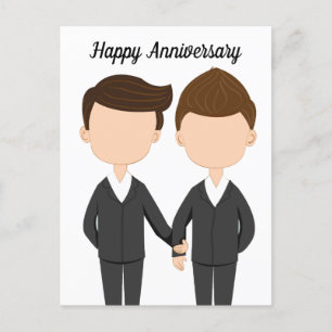 Happy Wedding Anniversary Gay Men Couple Postkarte