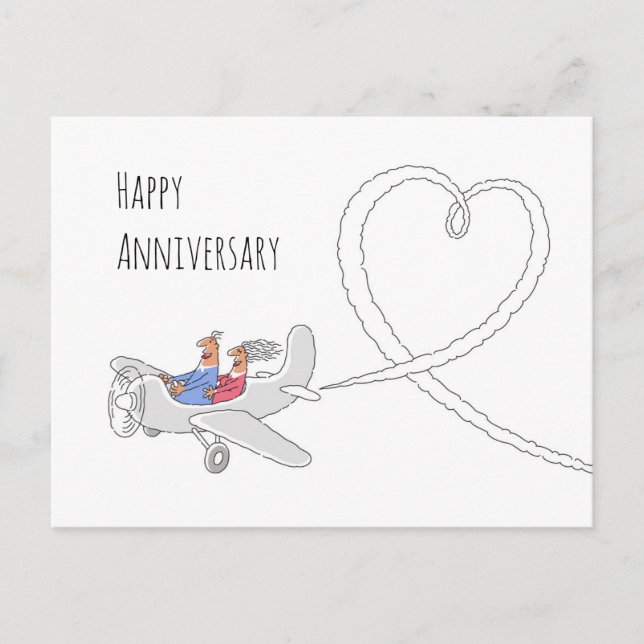 Happy Wedding Anniversary Herz Verheirateten Paar Postkarte (Vorderseite)