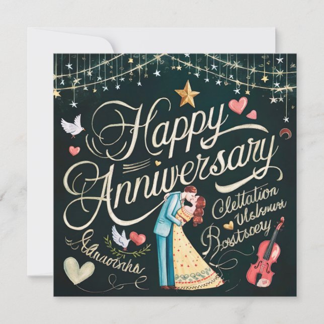 Happy Wedding Anniversary Karten Elegant (Vorderseite)