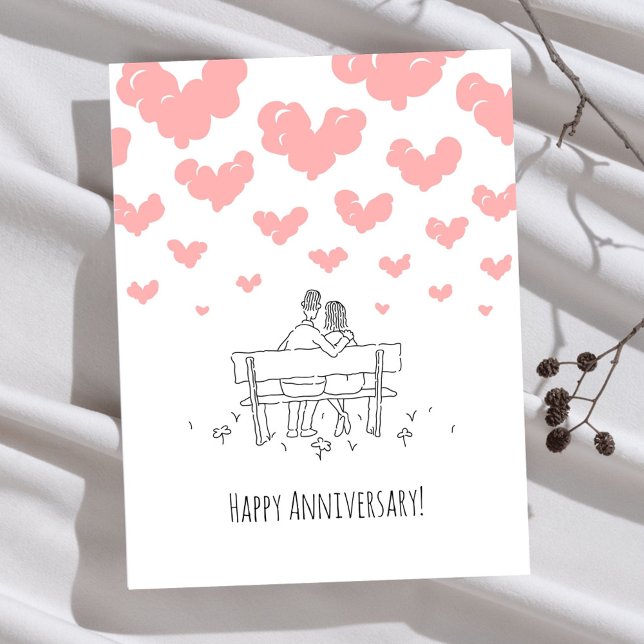 Happy Wedding Anniversary Married Couple Hearts Postkarte (Von Creator hochgeladen)