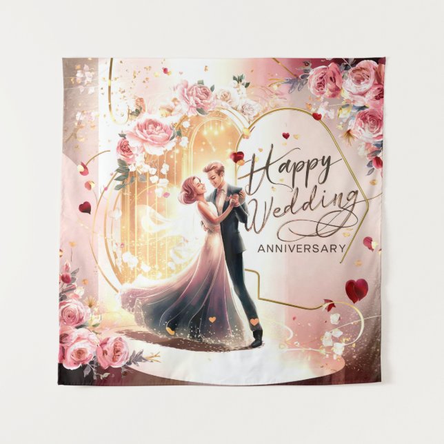 Happy Wedding Anniversary Mural #4 Wandteppich (Vorderseite)