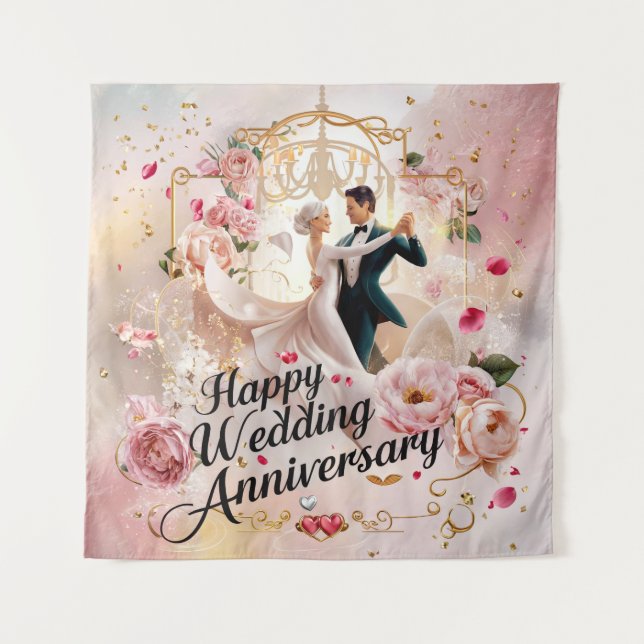 Happy Wedding Anniversary Mural #6 Wandteppich (Vorderseite)