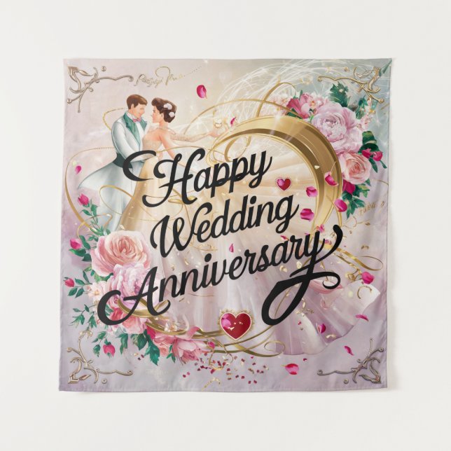 Happy Wedding Anniversary Mural #7 Wandteppich (Vorderseite)