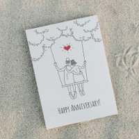 Happy Wedding Anniversary Red Heart Swing Couple