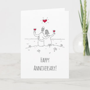Happy Wedding Anniversary Red Heart Verheirateten  Karte