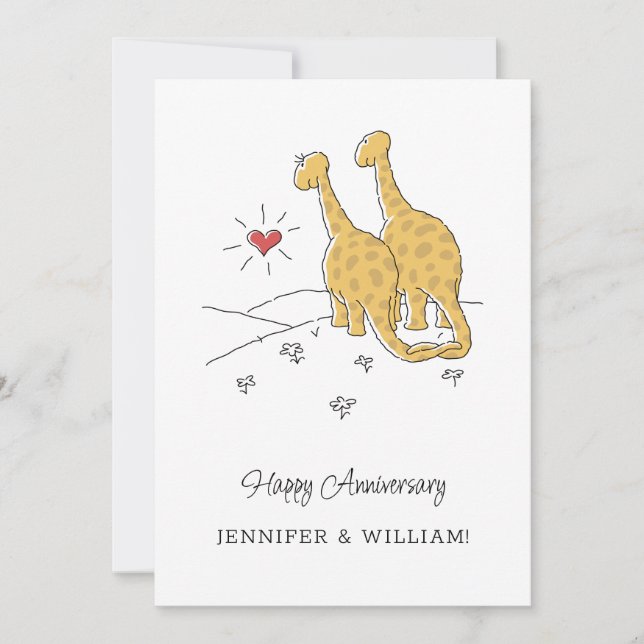 Happy Wedding Anniversary Verheiratet Dinosaurier  (Vorderseite)