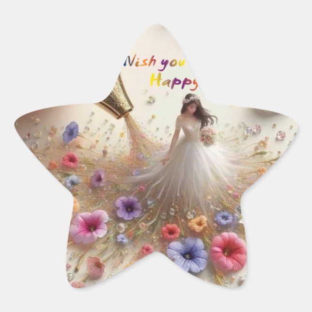 Happy Wedding Aufkleber (Vorderseite)