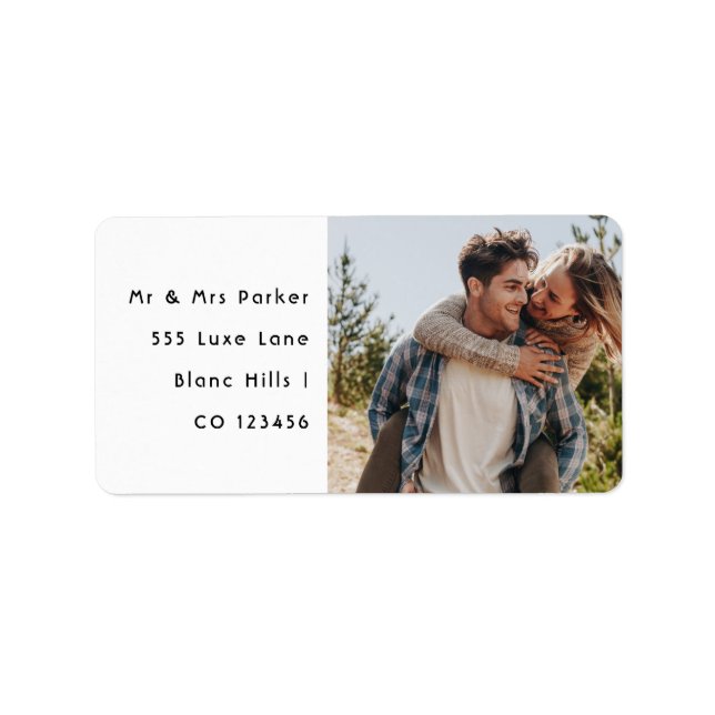 Happy Wedding Couple Photo Return Address Adressaufkleber (Vorne)