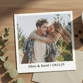 Happy Wedding Couple Photo Serviette