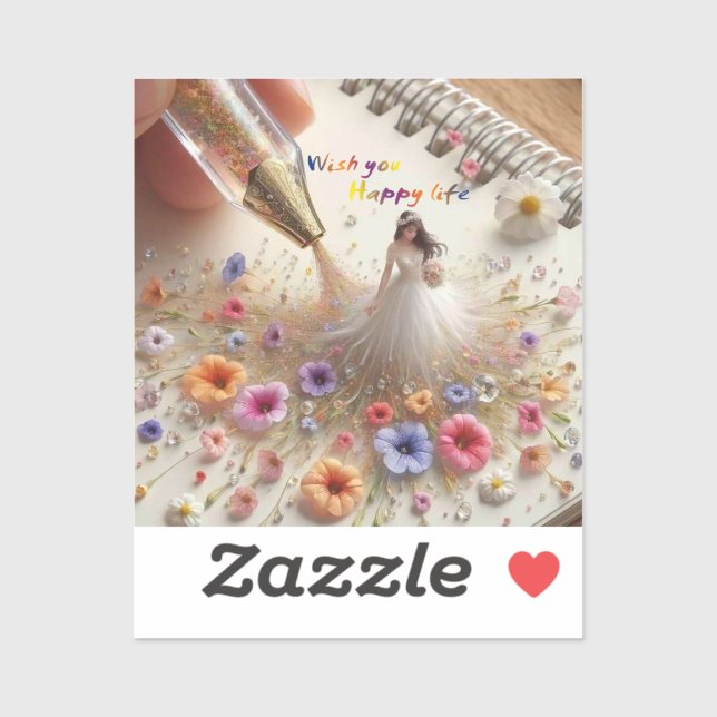 Happy Wedding Cut Vinyl Sticker (Blatt)