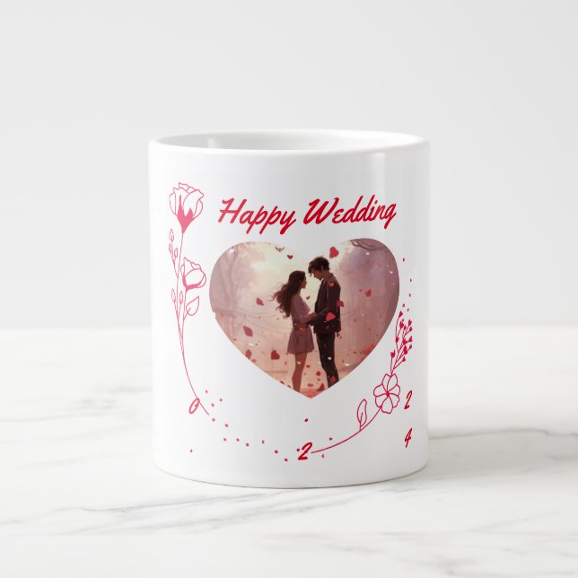 Happy Wedding Foto personalisierte Kaffee Tasse (Vorderseite)