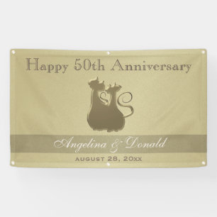 Happy Wedding Gold Jubiläum , Cat Couple Banner