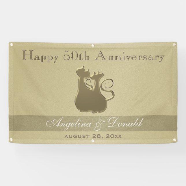 Happy Wedding Gold Jubiläum , Cat Couple Banner (Horizontal)