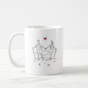 Happy Wedding Hiking Jubiläum Rotes Herz Kaffeetasse