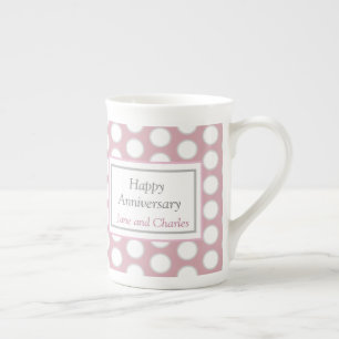 Happy Wedding Jubiläum gepunktete Tasse in rosa