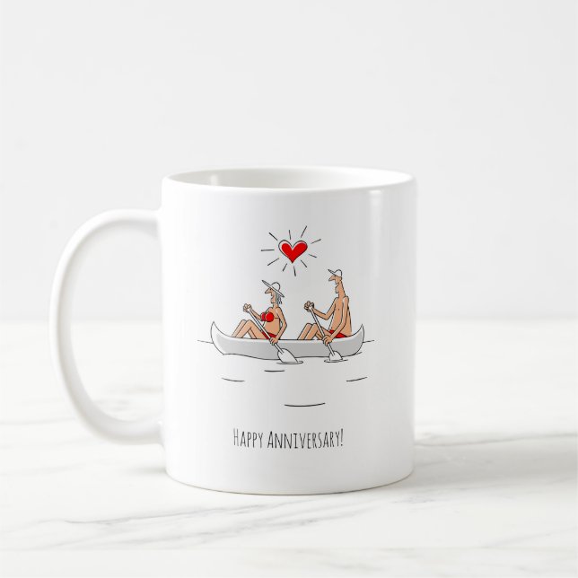 Happy Wedding Jubiläum Verheiratete Couple Canoe Kaffeetasse (Links)