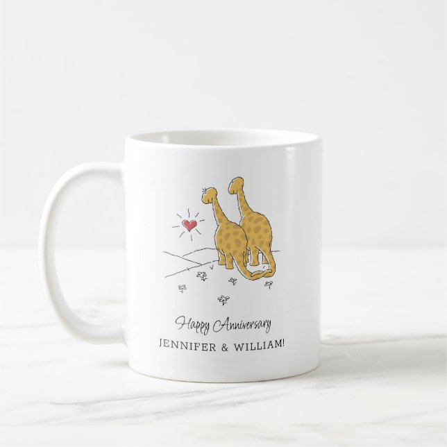 Happy Wedding Jubiläum Verheirateten Couple Dinosa Kaffeetasse (Links)