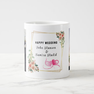 "Happy Wedding" Jubiläum Verlobung Couple Jumbo-Tasse