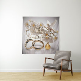 Happy Wedding Jubiläum Wandteppich
