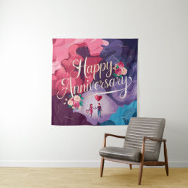 Happy Wedding Jubiläum Wandteppich