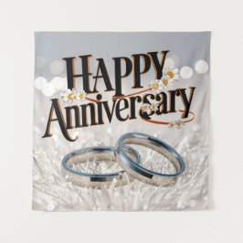 Happy Wedding Jubiläumsband Wandteppich