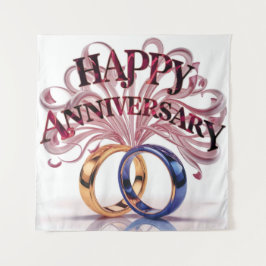 Happy Wedding Jubiläumsband Wandteppich