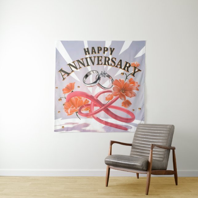 Happy Wedding Jubiläumsband Wandteppich (Beispiel)