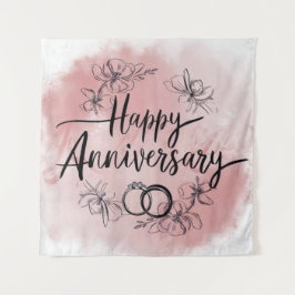 Happy Wedding Jubiläumsband Wandteppich