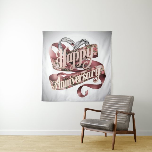 Happy Wedding Jubiläumsband Wandteppich (Beispiel)