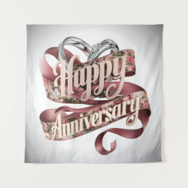 Happy Wedding Jubiläumsband Wandteppich