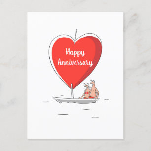 Happy Wedding Jubiläumsschiff Red Heart Card Postkarte