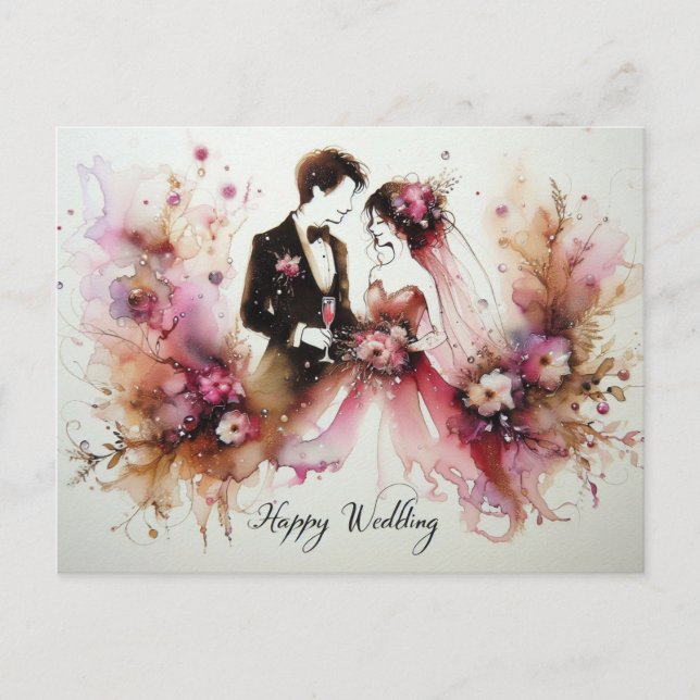Happy Wedding Liebe Cards Postkarte (Vorderseite)