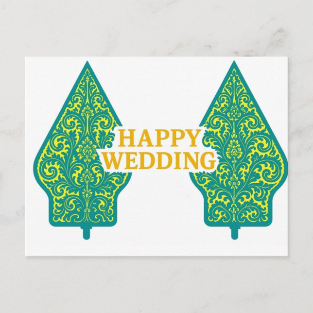 Happy Wedding Postcards Postkarte (Vorderseite)