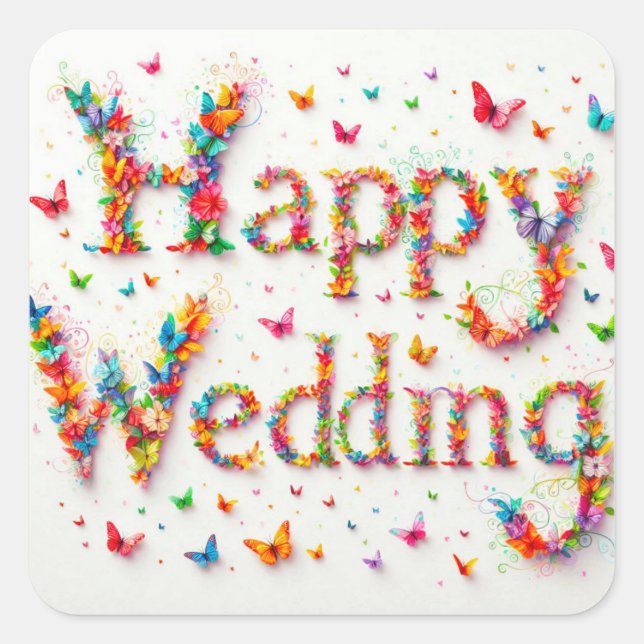 Happy Wedding Sticker (Vorderseite)