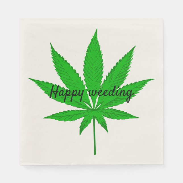 Happy Weeding Wedding Pun Napkins Serviette (Vorderseite)
