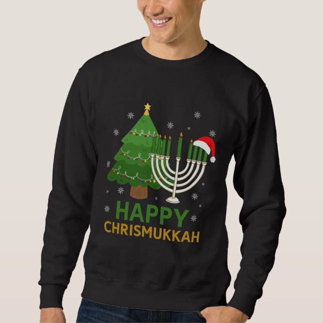  Happy Weihnachten Hanukkah Santa Tree jüdische Me Sweatshirt (Vorderseite)