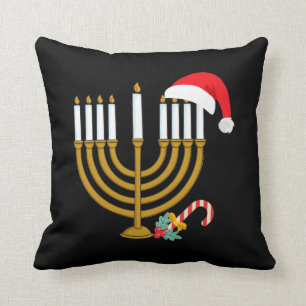 Happy Weihnachten Hanukkah Weihnachtsmannmütze jüd Kissen
