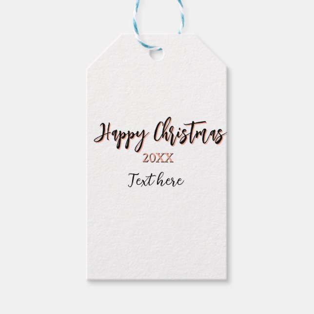 Happy Weihnachts pfirsichfarben Jahr Details Holi Geschenkanhänger (Vorderseite)