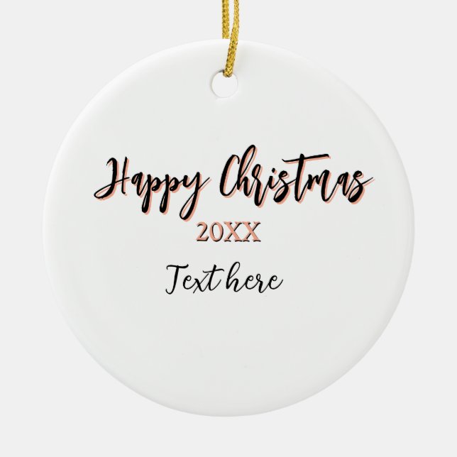 Happy Weihnachts pfirsichfarben Jahr Details Holi Keramik Ornament (Vorne)