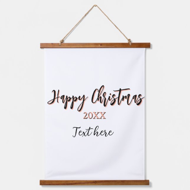 Happy Weihnachts pfirsichfarben Jahr Details Holi Wandteppich Mit Holzrahmen (Vorderseite)