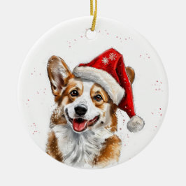 Happy Welsh Corgi Dog Christmas Personalized Keramik Ornament