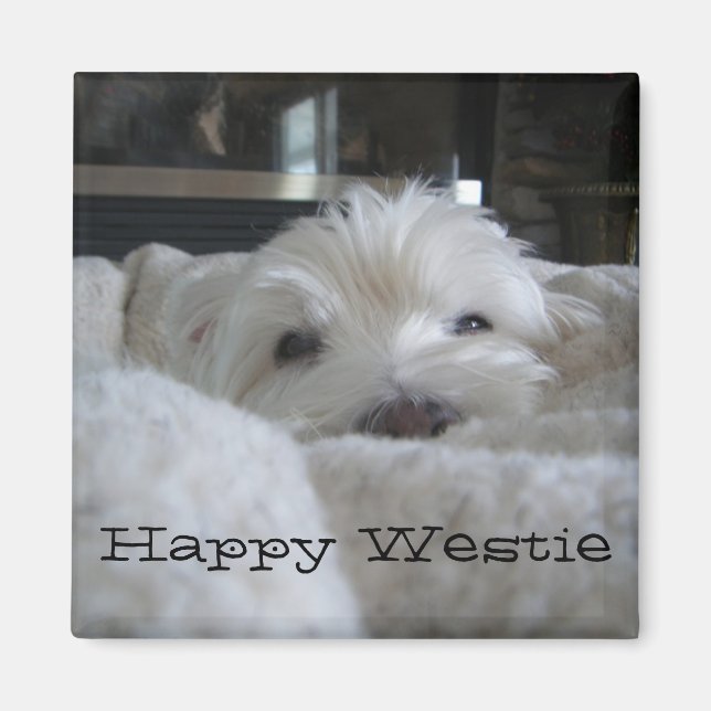 Happy Westie Foto Magnet (Vorne)