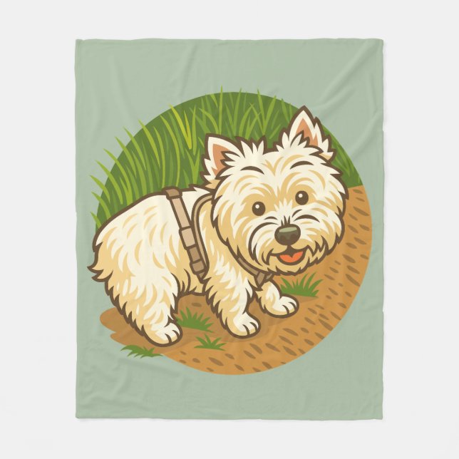 Happy Westie on Nature Trail Fleecedecke (Vorderseite)