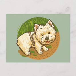 Happy Westie on Nature Trail Postkarte