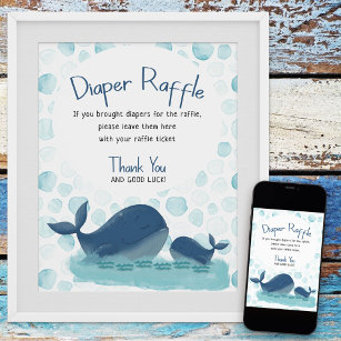 Happy Whale Diaper Raffle Baby Shower Poster