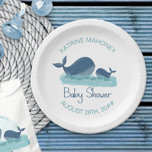 Happy Whale Niedlich Baby Shower Paper Plate Pappteller
