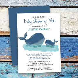 Happy Whale Watercolor Boy Baby Shooter by Mail Einladung